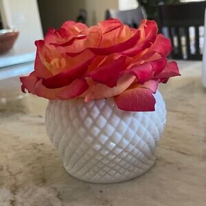 Vintage Westmoreland Milk glass small diamond point vase